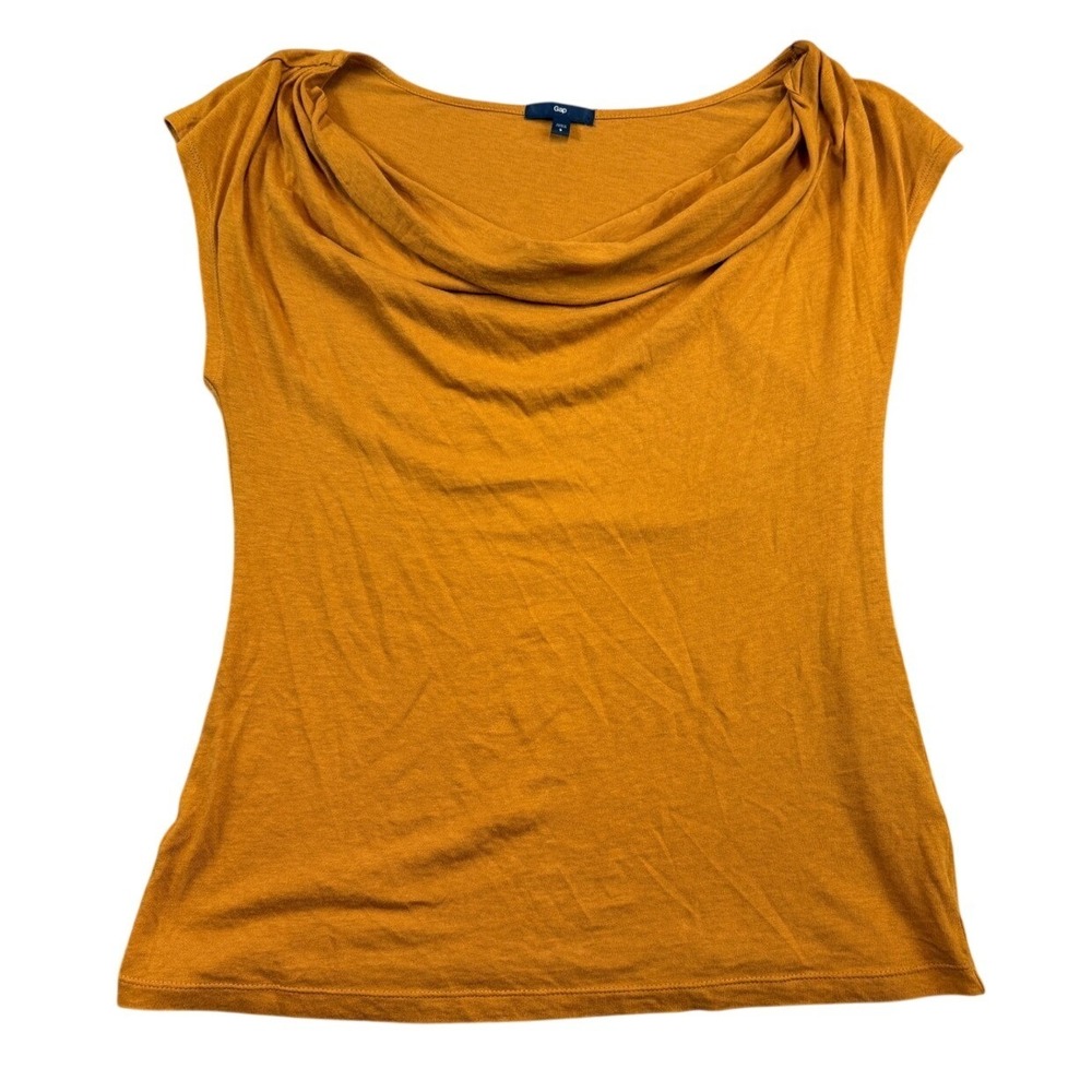 Gap Womens‎ Cowl Neck Sleeveless Top Mustard Yellow Cotton Modal Size S